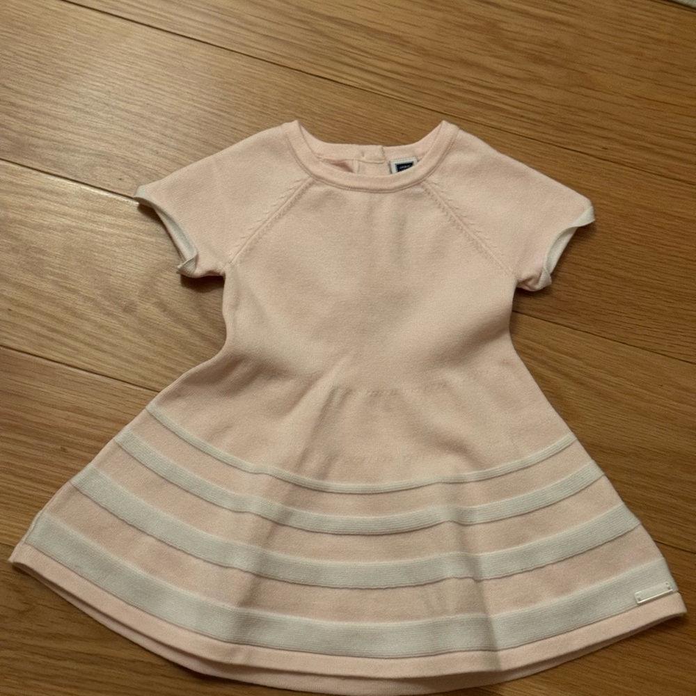 Janie and Jack Soft Pink Dress with White Stripes